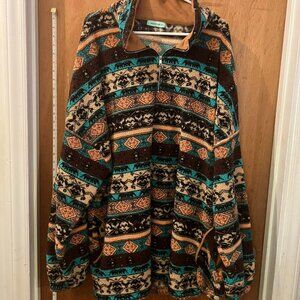 Size 3XL - Sunshine & Rodeos - Southwestern Themed Fuzzy Jacket